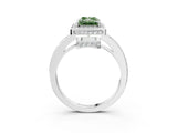 White gold Fancy Green Radiant  Halo Pave Band Solitaire Ring with Prong Setting_69
