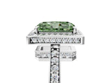 White gold Fancy Green Radiant  Halo Pave Band Solitaire Ring with Prong Setting_71