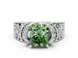 White gold Fancy Green Radiant  Halo Pave Diamond Engagement Ring with Milgrain Detailing_47