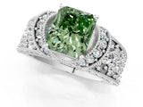 White gold Fancy Green Radiant  Halo Pave Diamond Engagement Ring with Milgrain Detailing_48