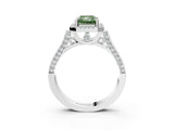 White gold Fancy Green Radiant  Halo Pave Split Shank Prong Setting Ring_28