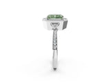 White gold Fancy Green Radiant  Halo Round Diamond Milgrain Pave Engagement Ring_5
