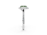 White gold Fancy Green Radiant  Halo Round Diamond Pavé Band Four-Prong Ring_4