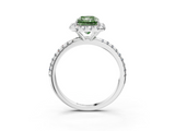White gold Fancy Green Radiant  Halo Round Diamond Pavé Band Four-Prong Ring_5
