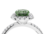 White gold Fancy Green Radiant  Halo Round Diamond Pavé Band Four-Prong Ring_6