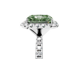 White gold Fancy Green Radiant  Halo Round Diamond Pavé Band Four-Prong Ring_7