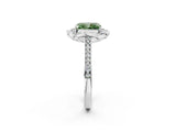 White gold Fancy Green Radiant  Halo Round Diamond Pave Band with Four-Prong Setting_51
