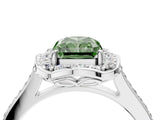 White gold Fancy Green Radiant  Halo Round Diamond Pave Band with Four-Prong Setting_53