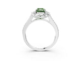 White gold Fancy Green Radiant  Halo Round Diamond Pave Band with Four-Prong Setting_54