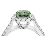 White gold Fancy Green Radiant  Halo Round Diamond Pave Band with Prong Setting_16
