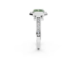 White gold Fancy Green Radiant  Halo Solitaire Diamond Ring with Pave Band and Bezel Setting_52