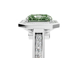 White gold Fancy Green Radiant  Halo Solitaire Diamond Ring with Pave Band and Bezel Setting_55