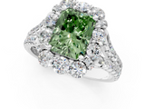 White gold Fancy Green Radiant  Halo Split Shank Diamond Engagement Ring with Pave Band and Four-Prong Setting_71