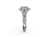 White gold Fancy Green Radiant  Halo Split Shank Diamond Engagement Ring with Pave Band and Four-Prong Setting_73