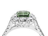 White gold Fancy Green Radiant  Halo Split Shank Diamond Engagement Ring with Pave Band and Four-Prong Setting_74