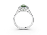 White gold Fancy Green Radiant  Halo Split Shank Diamond Engagement Ring with Pave Band and Four-Prong Setting_74