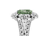 White gold Fancy Green Radiant  Halo Split Shank Diamond Engagement Ring with Pave Band and Four-Prong Setting_77