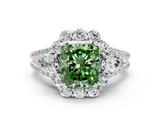 White gold Fancy Green Radiant  Halo Split Shank Diamond Engagement Ring with Prong Setting_20