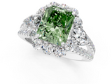 White gold Fancy Green Radiant  Halo Split Shank Diamond Engagement Ring with Prong Setting_21