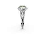 White gold Fancy Green Radiant  Halo Split Shank Diamond Engagement Ring with Prong Setting_22