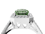 White gold Fancy Green Radiant  Halo Split Shank Diamond Ring with Four-Prong Setting_53