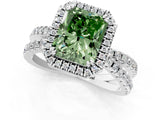 White gold Fancy Green Radiant  Halo Split Shank Diamond Ring with Pavé Setting_39
