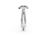 White gold Fancy Green Radiant  Halo Split Shank Diamond Ring with Pavé Setting_40
