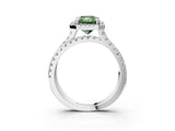 White gold Fancy Green Radiant  Halo Split Shank Diamond Ring with Pavé Setting_41