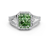 White gold Fancy Green Radiant  Halo Split Shank Diamond Ring with Prong Setting_20
