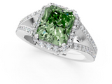 White gold Fancy Green Radiant  Halo Split Shank Diamond Ring with Prong Setting_21