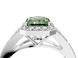 White gold Fancy Green Radiant  Halo Split Shank Diamond Ring with Prong Setting_24