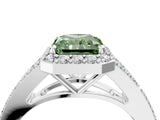 White gold Fancy Green Radiant  Halo Split Shank Pave Diamond Ring with Four-Prong Setting_53