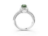 White gold Fancy Green Radiant  Halo Split Shank Pave Diamond Ring with Petal Prong Setting_35