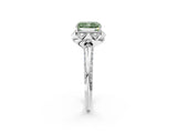 White gold Fancy Green Radiant  Halo Split Shank Pave Diamond Ring with Petal Prong Setting_35