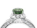 White gold Fancy Green Radiant  Halo Split Shank Pave Diamond Ring with Petal Prong Setting_36