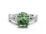 White gold Fancy Green Radiant  Halo Twist Band Solitaire Prong Setting Ring_59