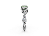 White gold Fancy Green Radiant  Halo Twist Band Solitaire Prong Setting Ring_61