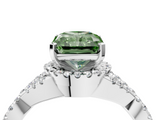 White gold Fancy Green Radiant  Halo Twist Band Solitaire Prong Setting Ring_63