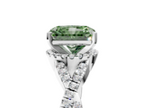 White gold Fancy Green Radiant  Halo Twist Band Solitaire Prong Setting Ring_64