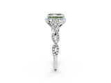 White gold Fancy Green Radiant  Halo Twist Band Solitaire Ring with Six-Prong Setting_5