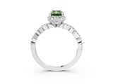 White gold Fancy Green Radiant  Halo Twist Band Solitaire Ring with Six-Prong Setting_6