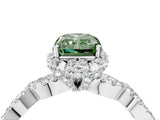 White gold Fancy Green Radiant  Halo Twist Band Solitaire Ring with Six-Prong Setting_7