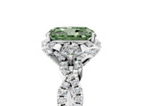 White gold Fancy Green Radiant  Halo Twist Band Solitaire Ring with Six-Prong Setting_8