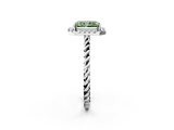 White gold Fancy Green Radiant  Halo Twisted Band Four-Prong Diamond Ring_22