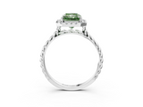 White gold Fancy Green Radiant  Halo Twisted Band Four-Prong Diamond Ring_23