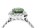 White gold Fancy Green Radiant  Halo Twisted Band Four-Prong Diamond Ring_24
