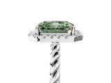 White gold Fancy Green Radiant  Halo Twisted Band Four-Prong Diamond Ring_25