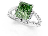 White gold Fancy Green Radiant  Halo Twisted Band Four-Prong Ring_51