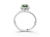 White gold Fancy Green Radiant  Halo Twisted Band Four-Prong Ring_56