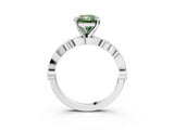 White gold Fancy Green Radiant  Milgrain Bezel Diamond Engagement Ring with Solitaire Prong Setting_179